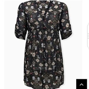 🆕 2X OUTLANDER FLORAL CHIFFON HI-LO BABYDOLL TUNIC